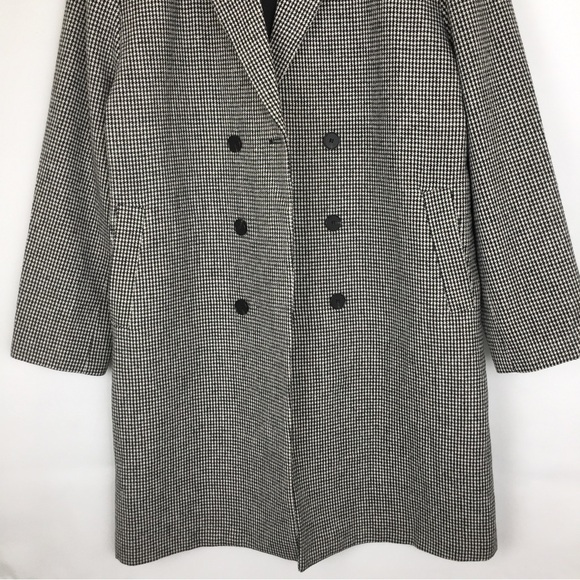 Women’s Houndstooth Wool Blend Coat Black White Double Breasted Size XXXL - Picture 3 of 13